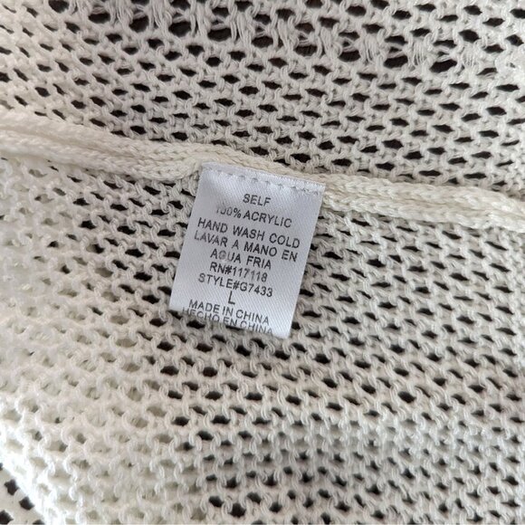 Kate Collection Preppy Mesh Knit Sweater with Stripes & Zipper Front Large - Picture 6 of 8